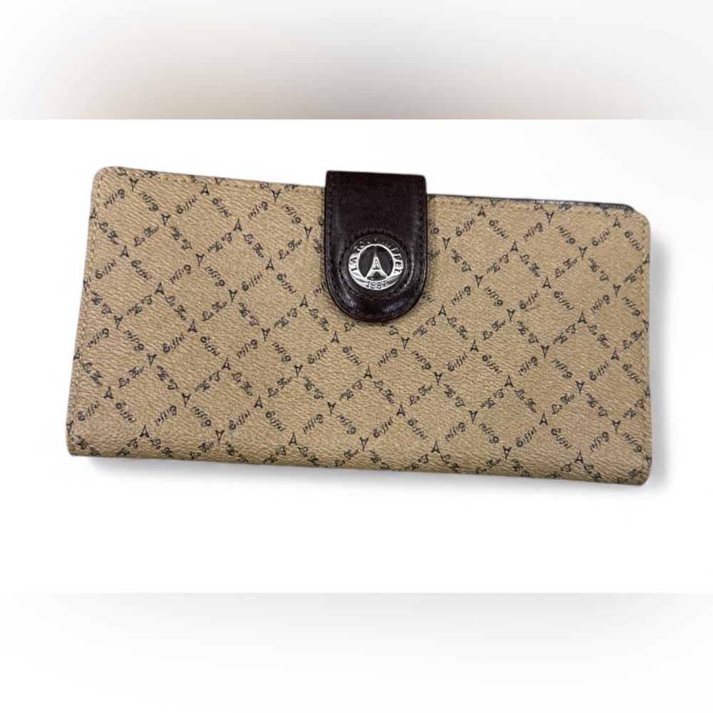 Eiffel Wallet Leather Wallet with Eiffel Tower Logo-Preowned